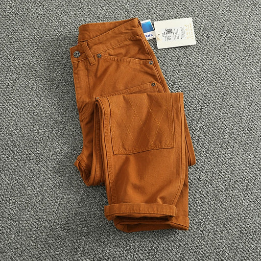 Amekaji American Retro Workwear Casual Pants for Men 2025 Spring Heavyweight Pocket Patchwork Loose Tapered Straight Cargo Pants