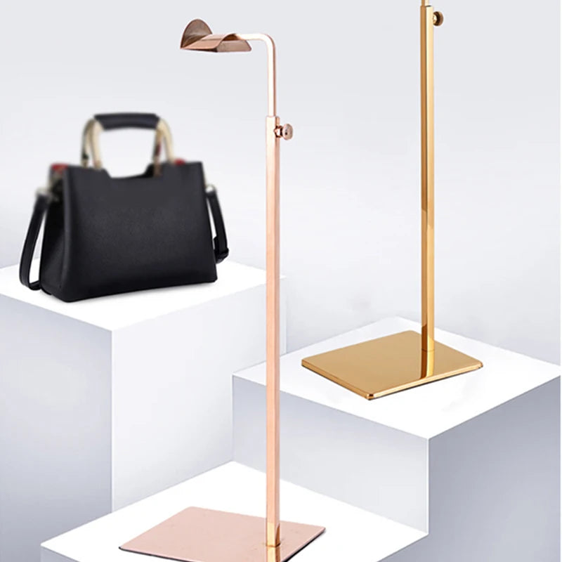 Clothes Display Support Supporter Bag Rack, Stainless Steel Floor Stand, Handbags, Scarves, Adjustable Displaying Pole